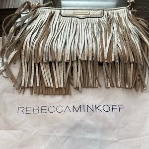 Rebecca Minkoff metallic crossbody fringe bag